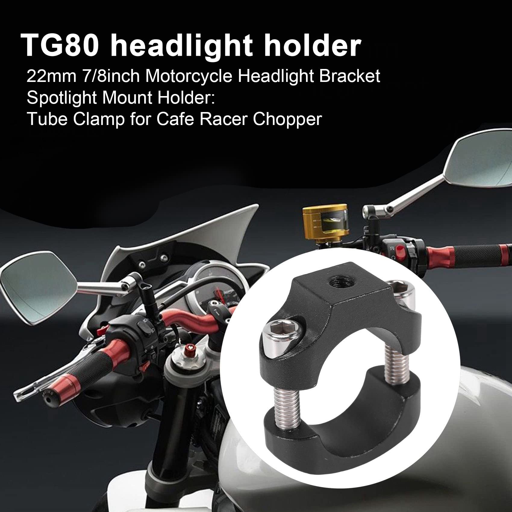 Supporto per manubrio universale, 22 mm, 7/8", per moto, TG80, per manubrio, morsetto per Cafe Chopper
