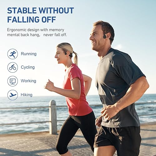 Miniatura 3 de Auriculares inalámbricos de conducción ósea Bluetooth 5.3 con micrófono, reproducción de 7 horas, a prueba de sudor, color negro