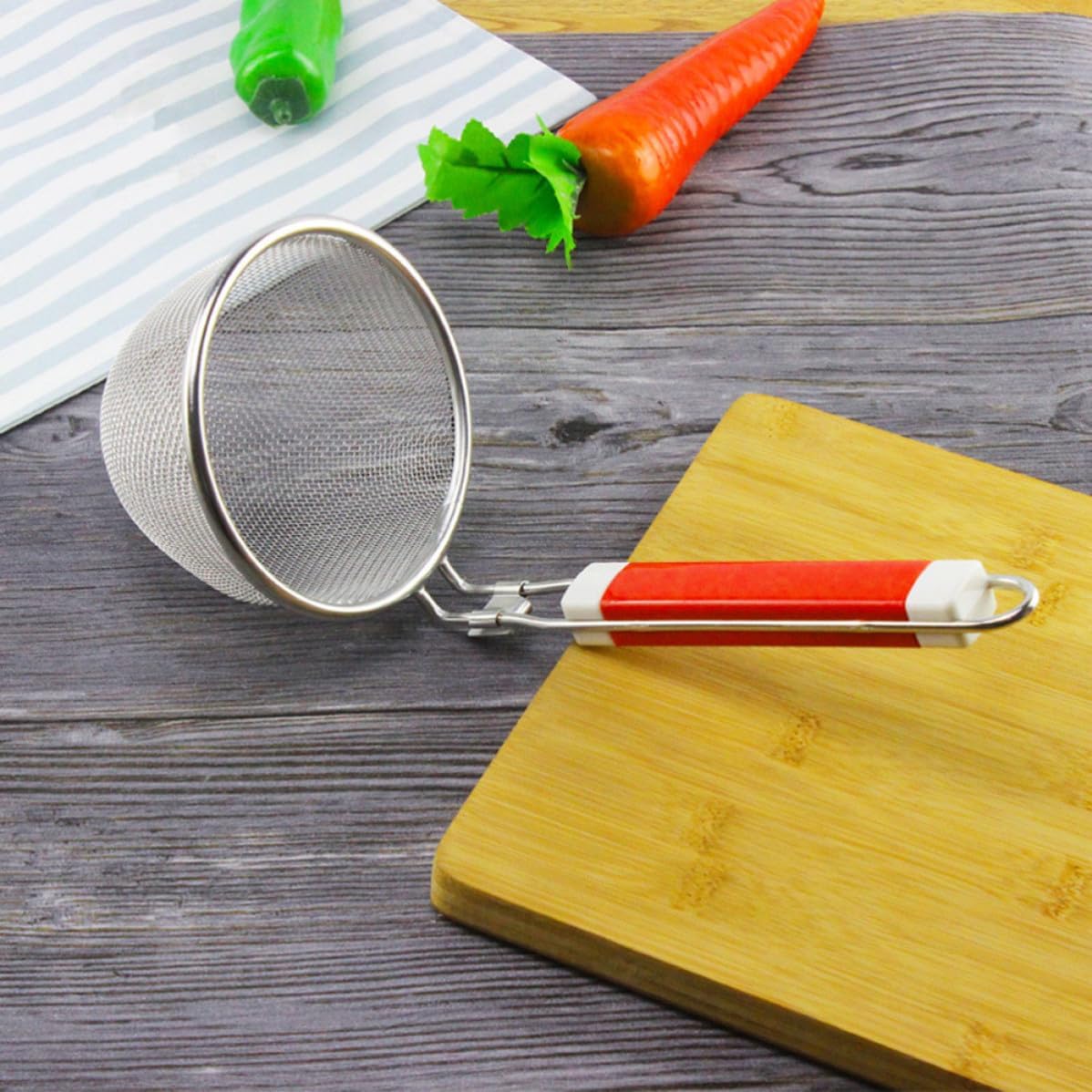 Pasta Basket Stainless Steel Food Skimmer with Long Handle