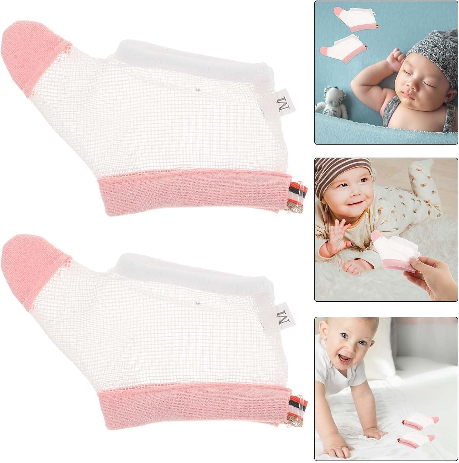 2pcs Adjustable Finger Guard Gloves for Infants, Safe Polyester Material Protective Mittens, Thumb Guard Stop Thumb, Suitable for 6-10kg Babies