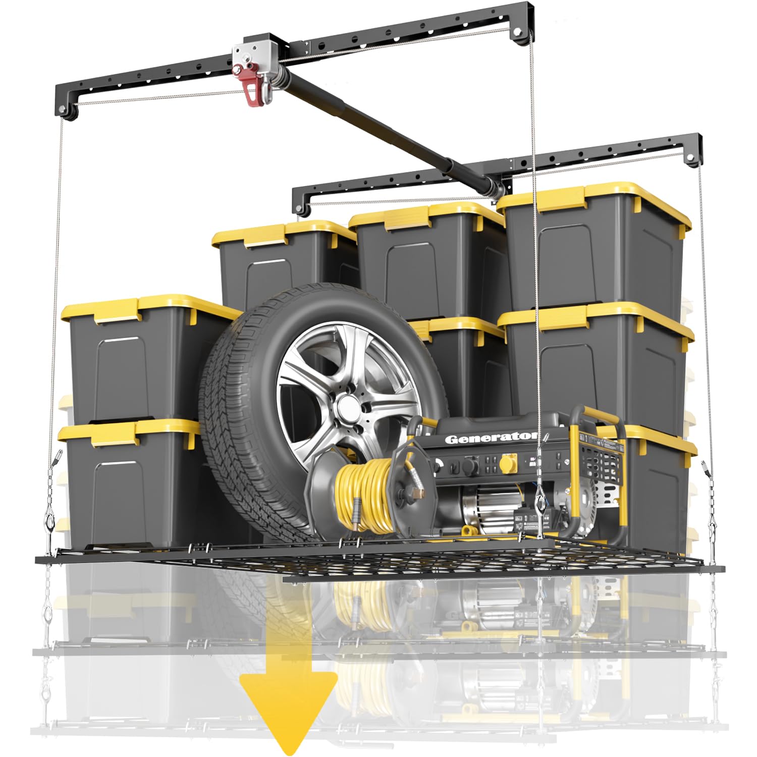 Estante de almacenamiento de techo para garaje 4x4 pies 1,2x1,2 m elevador ajustable