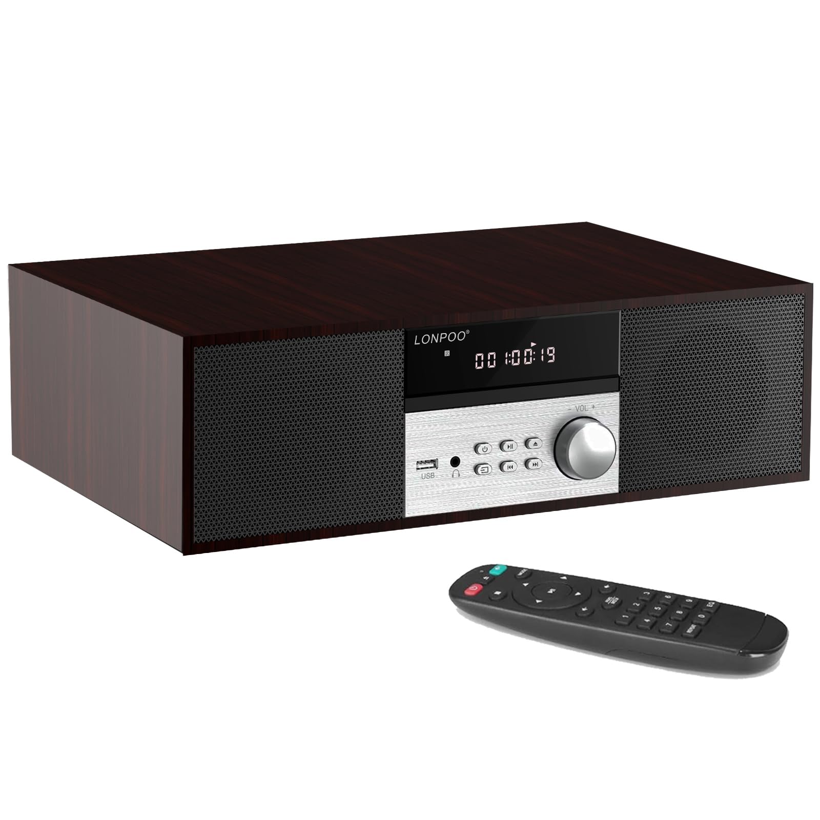 Sistema estéreo Compacto con Reproductor de CD, Bluetooth, Radio FM, Entrada USB/AUX (LP816-DN)
