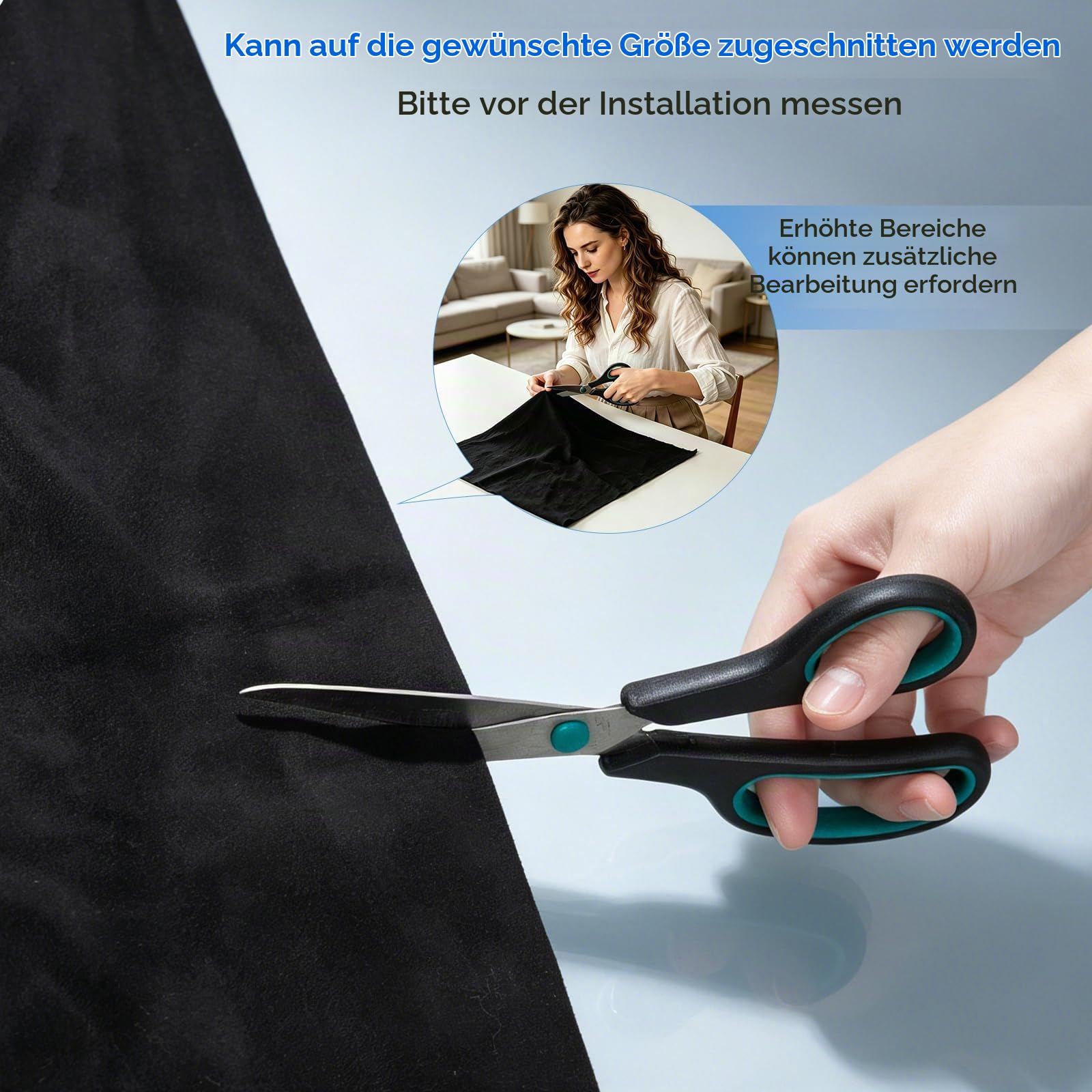 Dachhimmel Stoff Wildleder 244x152cm, 4mm Verdickter Autohimmelstoff mit Schaumrückseite, Schalldämmend Kratzfest Wildlederoptik Stoff für Auto Wohnmobil Boot Innenrenovierung, Schwarz