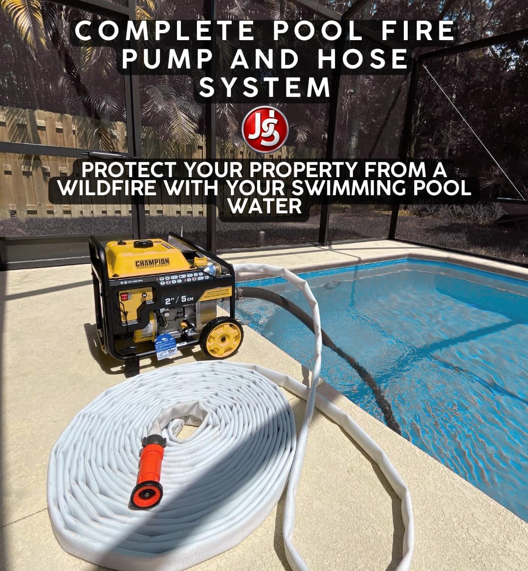 Portable Home Wildfire Protection Pump and Hose System for Swimming Pool
