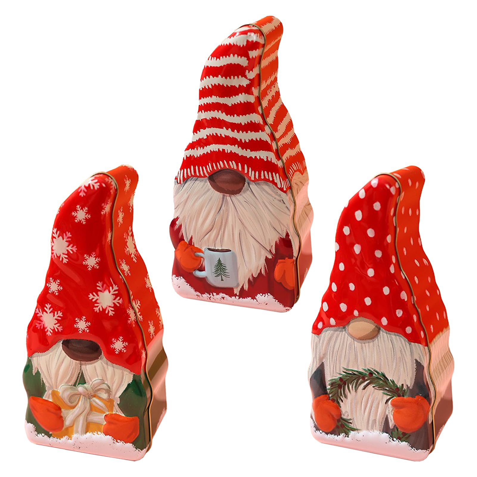 LKPOMI 3 Pack Christmas Cookie Tins Xmas Metal Candy Tins with Lids Santa Claus Card Holder Containers for Holiday Party Decor Supplies