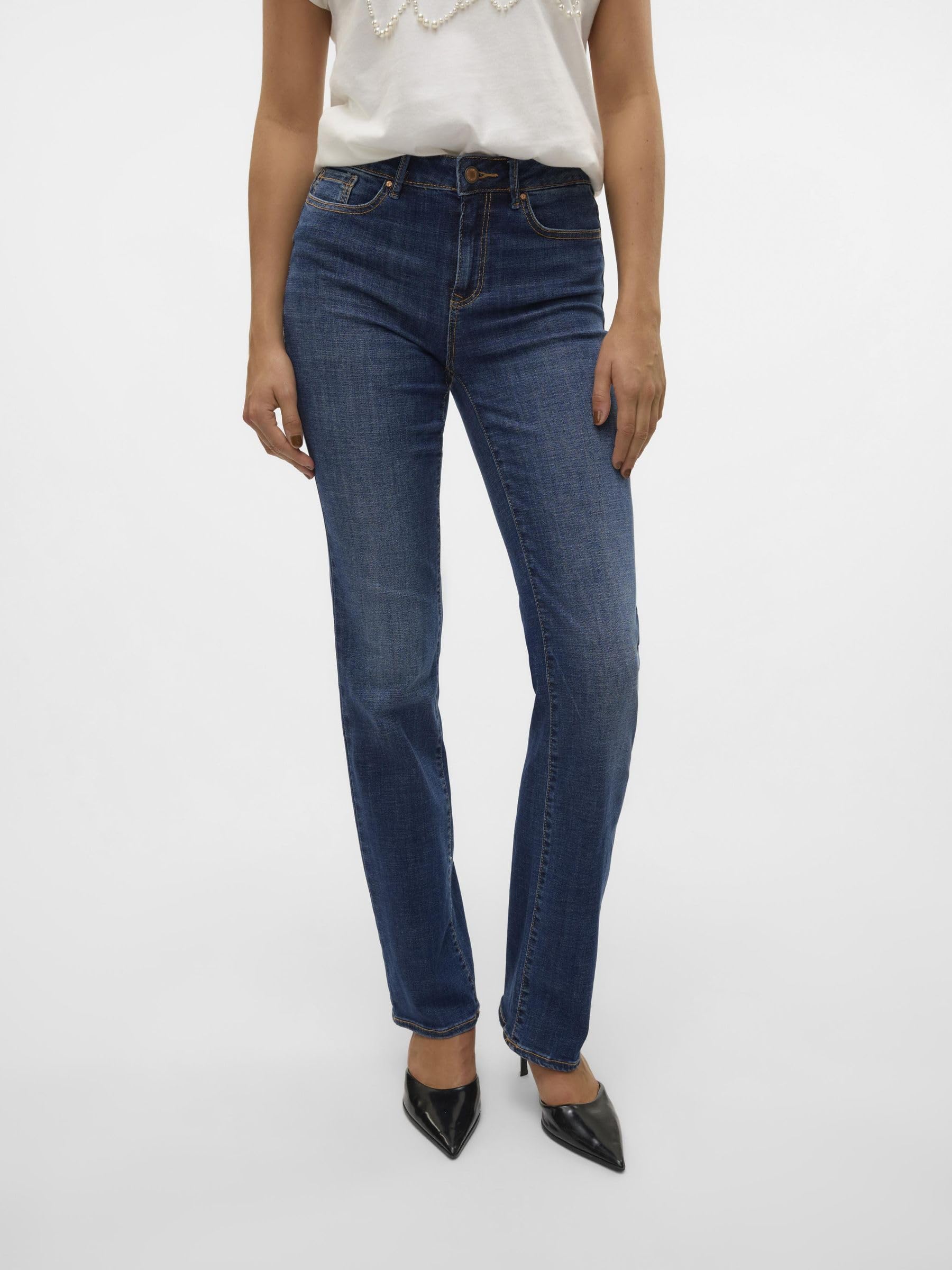 Vero Moda Vmflash Mr Straight Jeans Li347 GA Noos - Pantalon - Pantalon - Femme