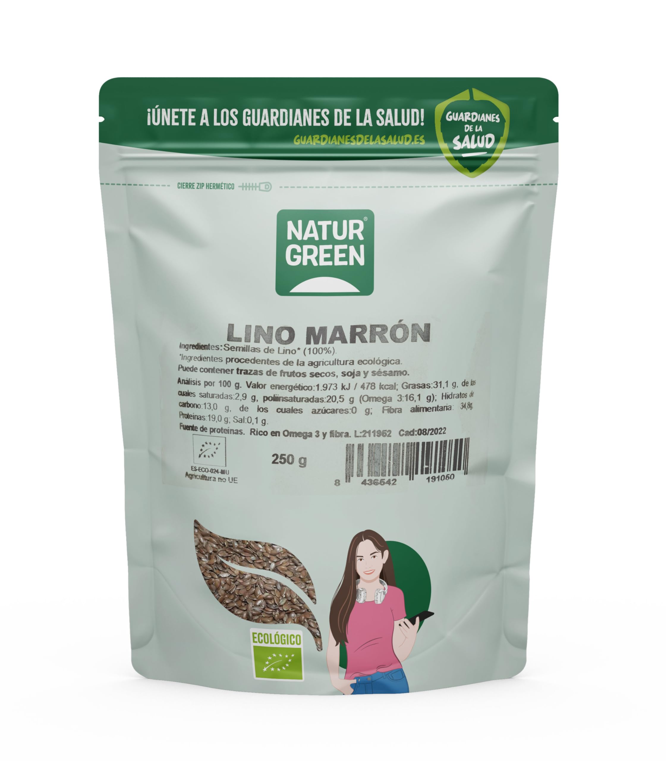 NaturGreen - Semillas de Lino Marron BIO, Semillas Ecológicas, Fuente de Omega 3, Ricas en Fibra, Sin Gluten, Vegan - 225 g