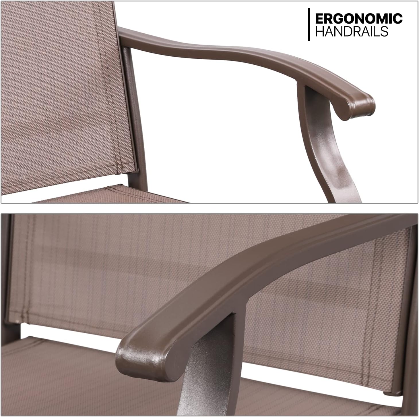 MoNiBloom Outdoor Swivel Patio Chair Set of 2, Breathable Fabric High Top Outdoor Chairs 360 Degree Swivel Patio Bar Stools with Metal Frame and High Back Design for Backyard Lawn Balcony, Brown : Patio, Lawn & Garden