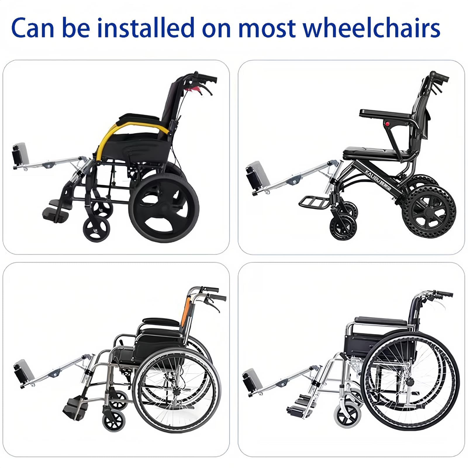 Reposapiés elevadores universales para sillas de ruedas con soportes acolchados para pantorrillas, placas compuestas, se adapta a sillas de ruedas estándar y sillas de transporte