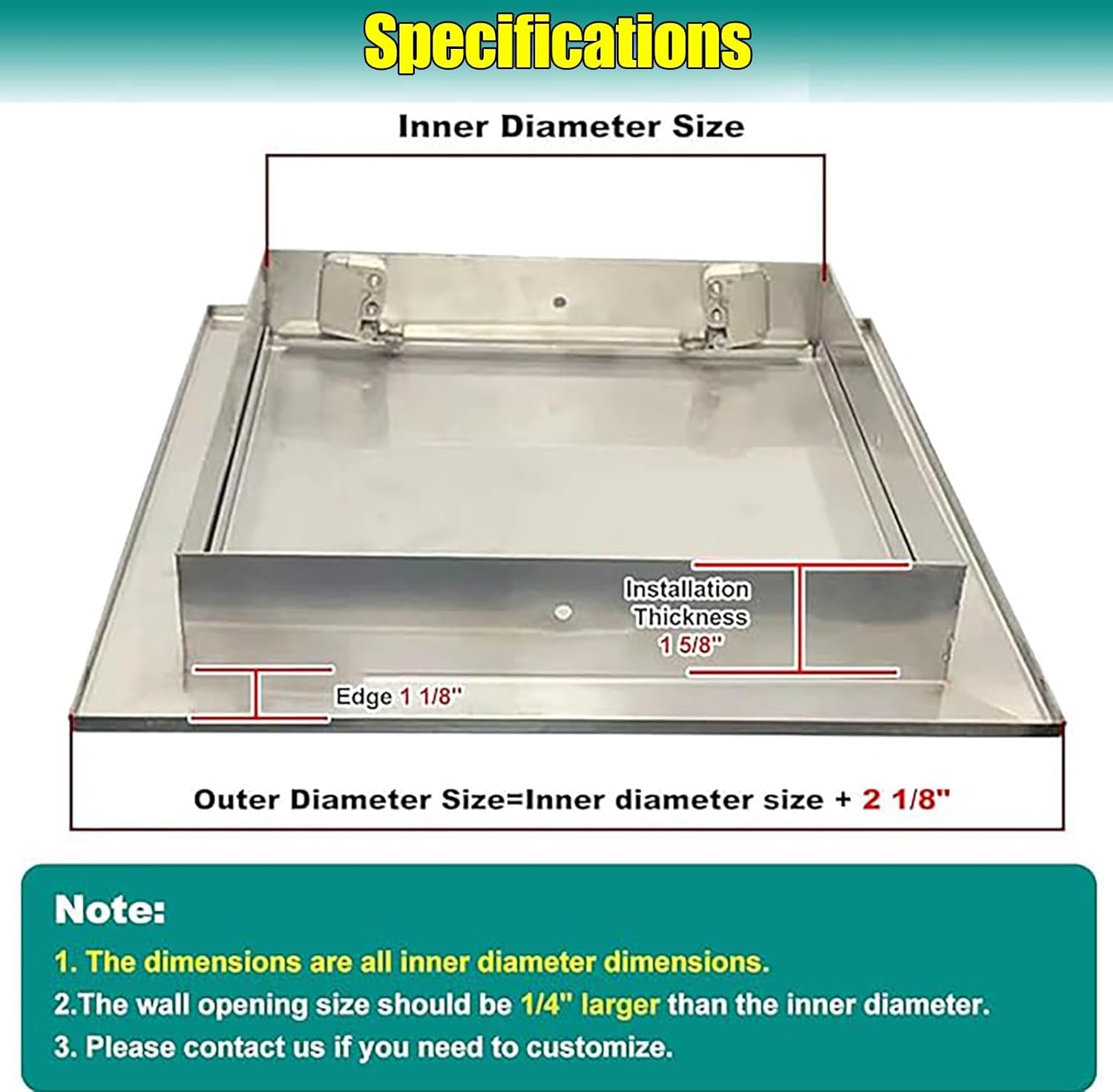 Stainless Steel Access Panel with Lock, 4 X 6 5x5 8x8 18x18 16x16 12x12 Small Recessed Service Access Hole Cover Plumbing Access Door for Wall/Ceilings(8x8in)