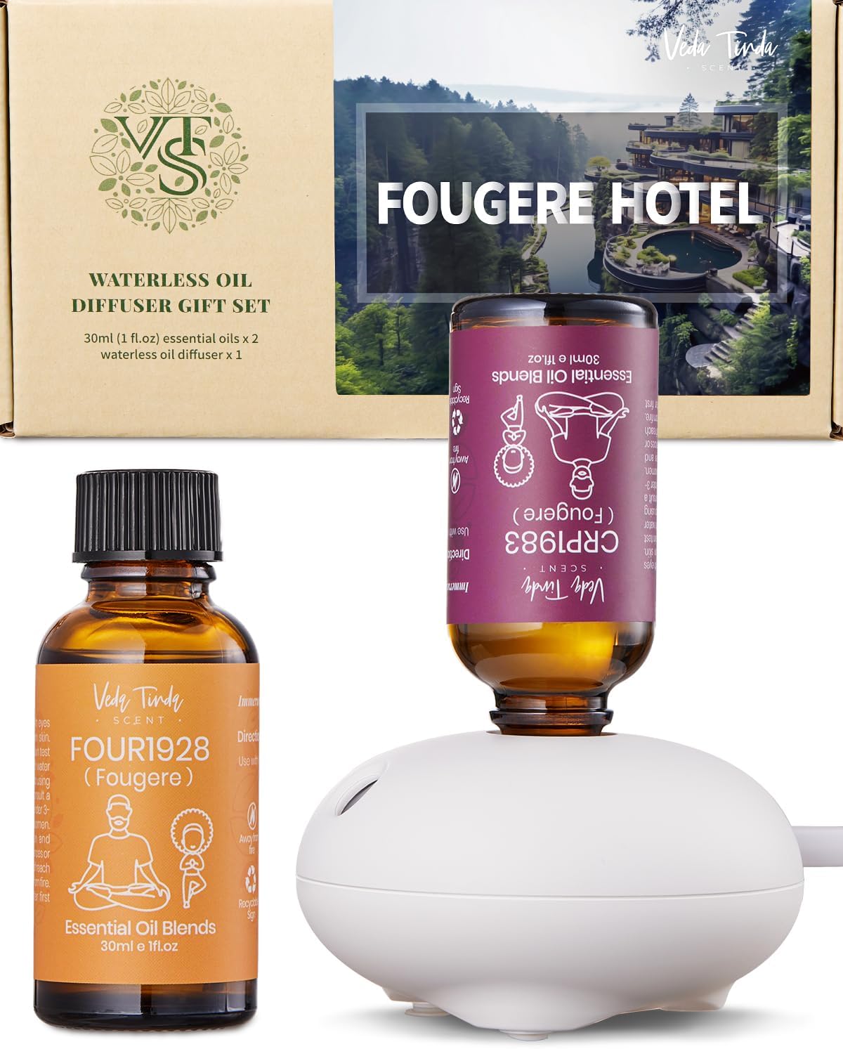 VTS Hotel Scent Essential Oils with Waterless Oil Diffuser