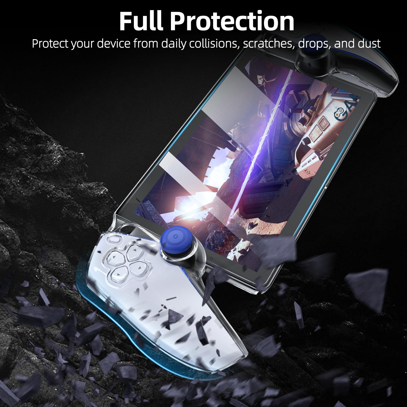 Custodia protettiva aggiornata per PlayStation Portal con pellicola protettiva in vetro temperato, custodia rigida ultra trasparente in PC con kit di accessori di protezione completa per PS Portal