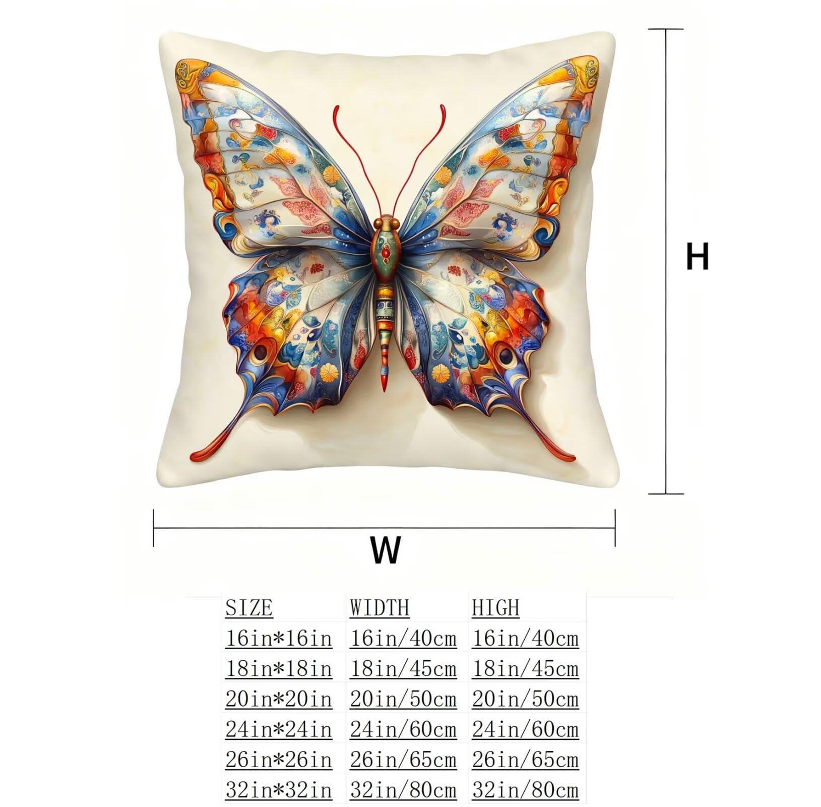 Vistoso Funda Cojin 60x60 Mariposa Funda Almohada 60x60 Cojines Sofa Súper Suave Fundas Cojines Decorativos Fundas Almohadas 4 Piezas Cervicales y Cuello, para Hogar Cama Salon Decoracion E - 663