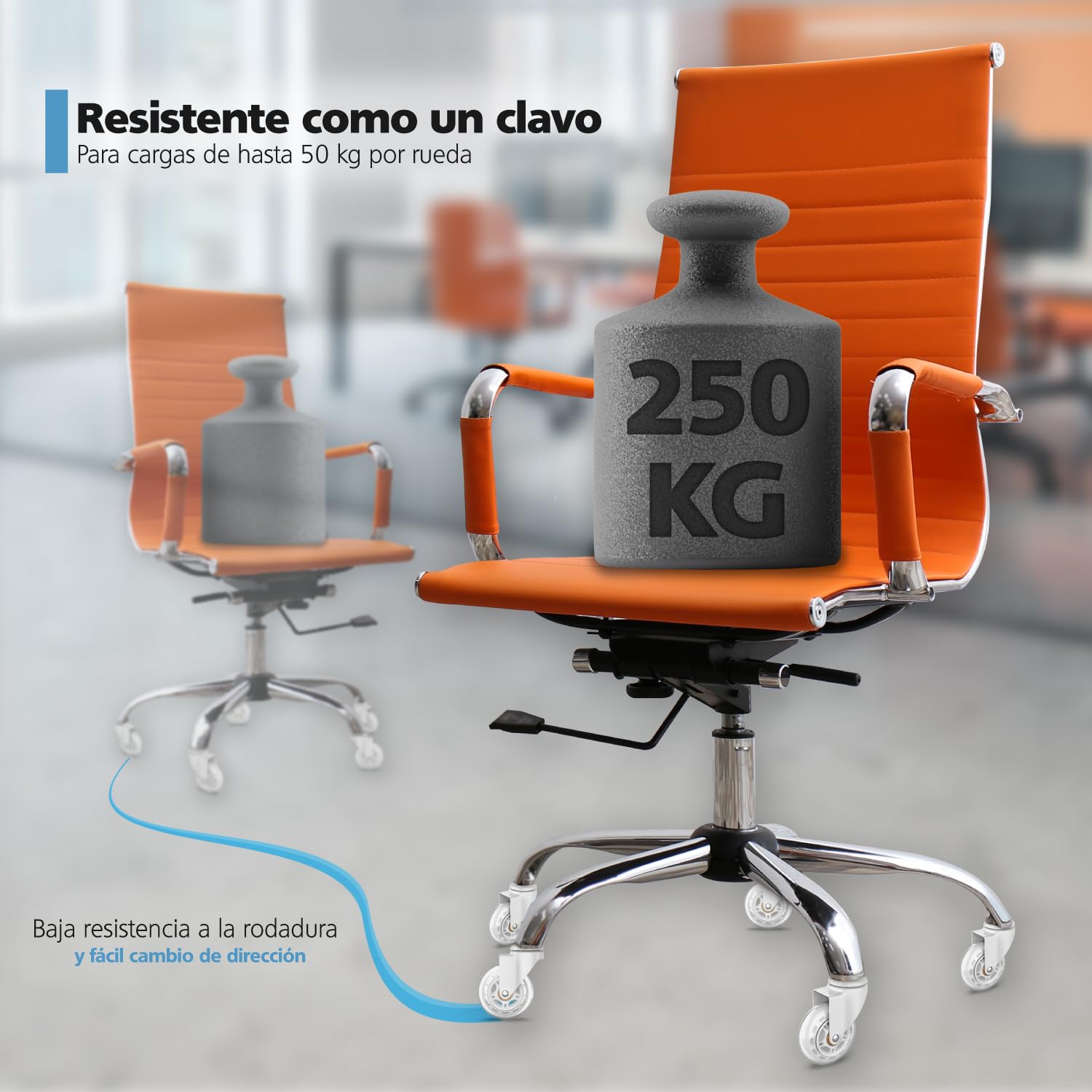 Rotelle Per Sedia Da Ufficio - Set Di 5 Per Pavimenti Duri - Fino A 175 Kg Di Carico