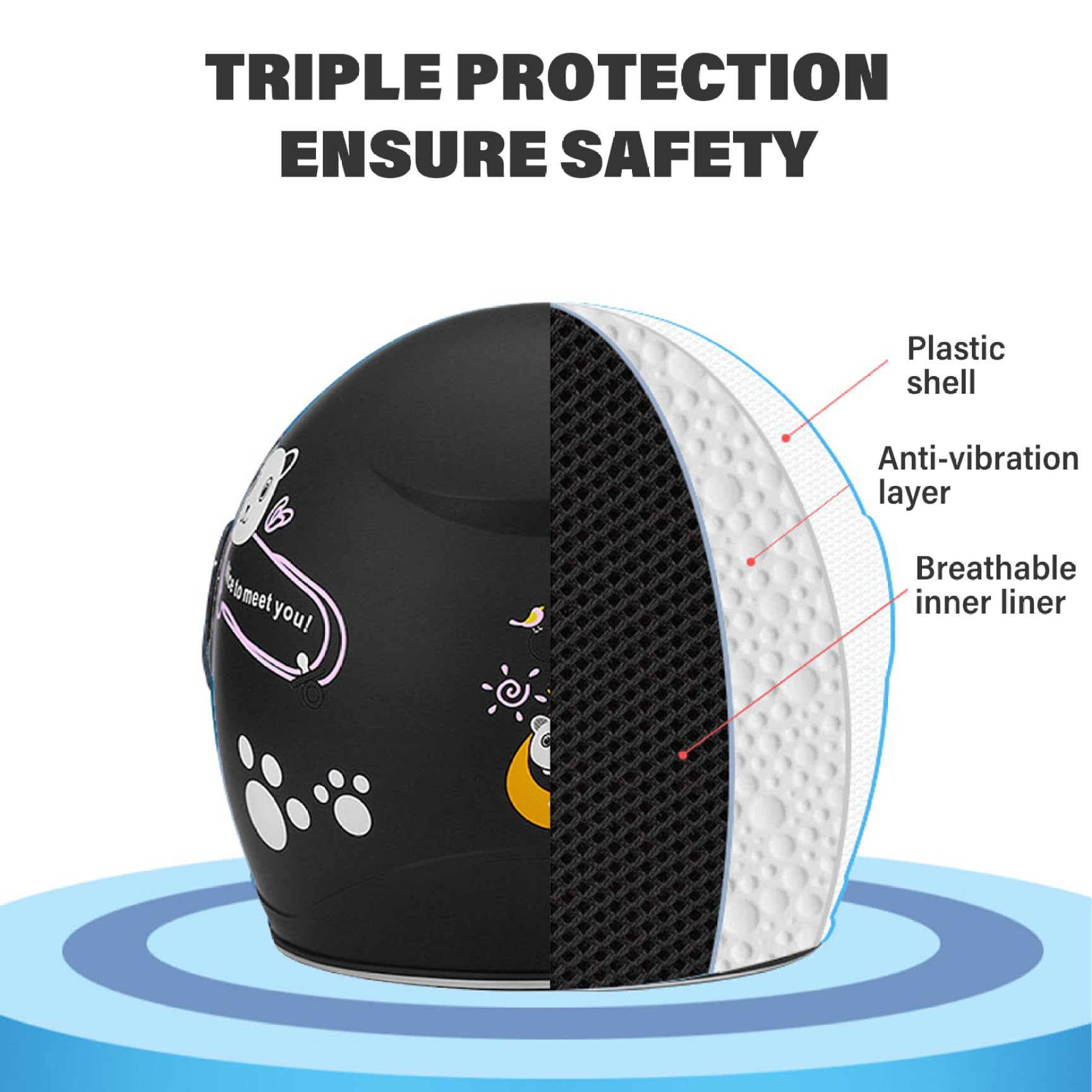Casco de Bicicleta para niños, Ajustable, cómodo, de Cara Completa, Casco de Seguridad para Scooter, Resistente al Viento, absorción de Impactos, Accesorios para la Cabeza para niñas, niños y