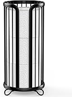 Bunoxea Freestanding Toilet Paper Holder Stand for 3 Mega Rolls - No Drill Black Tissue Organizer Dispenser