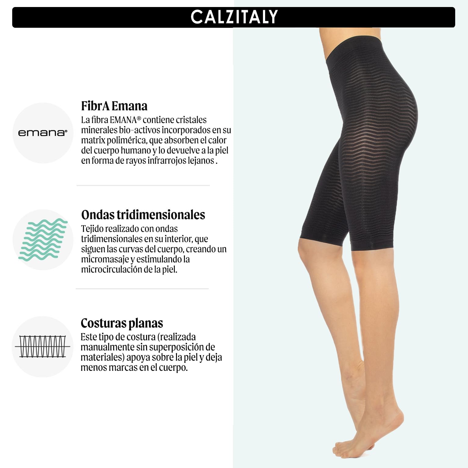 CALZITALY Tratamiento Anticelulítico, Pijama Masajeador Tonificante, Activa la Microcirculación, Gel y Arcilla Efecto Calor con Cafeína