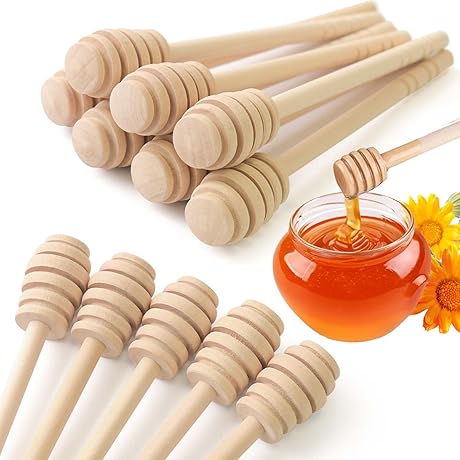 24 Pack Wooden Honey Dipper Sticks: Elevate Honey Enjoyment