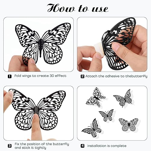Miniatura 47 de Decoración de pared de mariposa dorada 3D, 3 tamaños, 4 estilos, decoraciones de fiesta de mariposas, decoraciones de pasteles, calcomanías