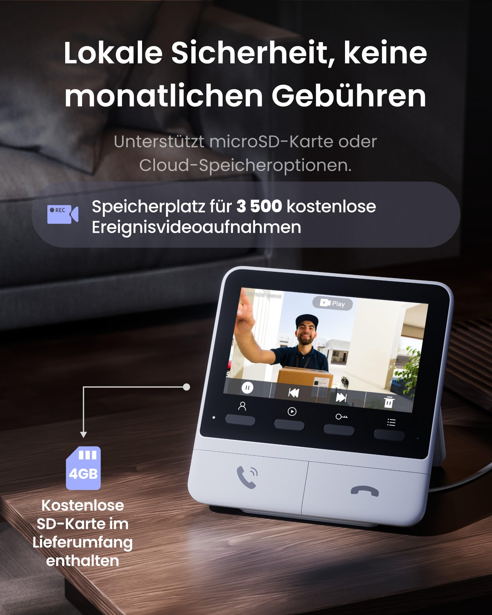 SwitchBot WLAN Türklingel mit Kamera, 2K Video Türklingel mit 4,3 Zoll Farbbildschirm, Smart Türklingel Kamera mit 165° Weitwinkel, 5000 mAh, Zwei-Wege-Audio, Kompatibel mit Alexa