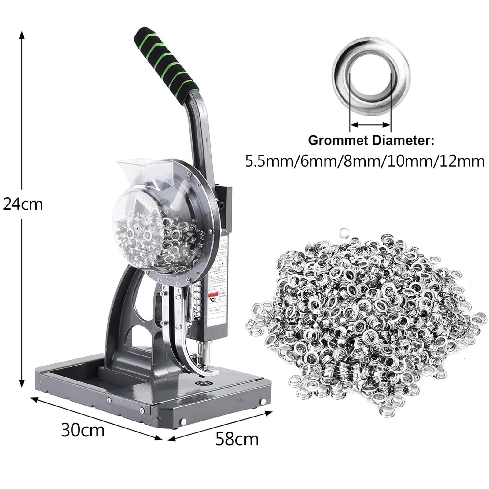 Macchina occhielli semiautomatica rifilatura,macchina foratura 10mm | Diametro 5,5-12mm (opzionale), spessore punzonatura 1mm, macchina per produzione fibbie per striscioni, per poster o insegne.