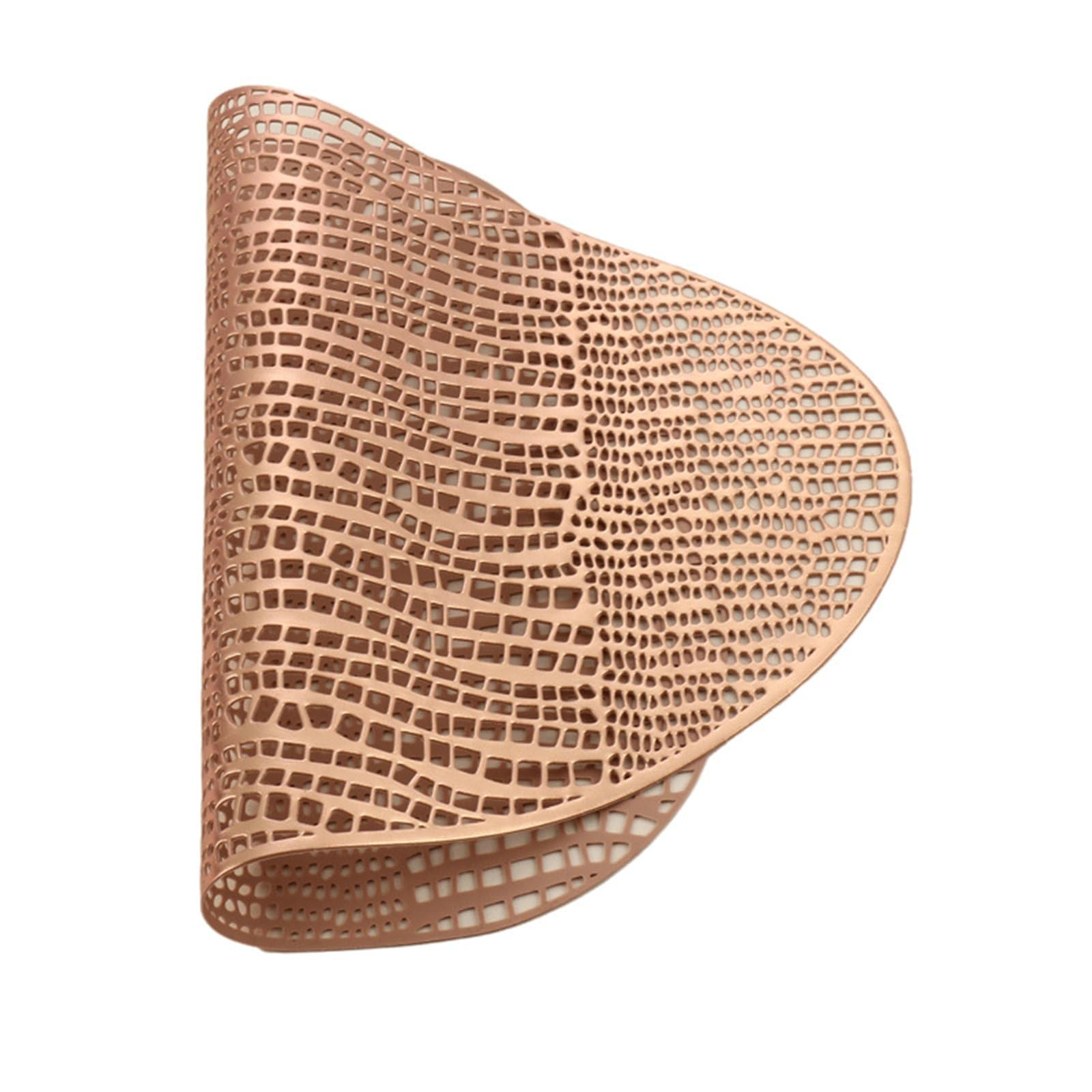 Juego de 10 manteles individuales de mesa, lavable, PVC, gota de agua, diseño de gota de agua hueca, estilo europeo, antideslizante, calor resistente, oro rosa, 30 x 42 cm
