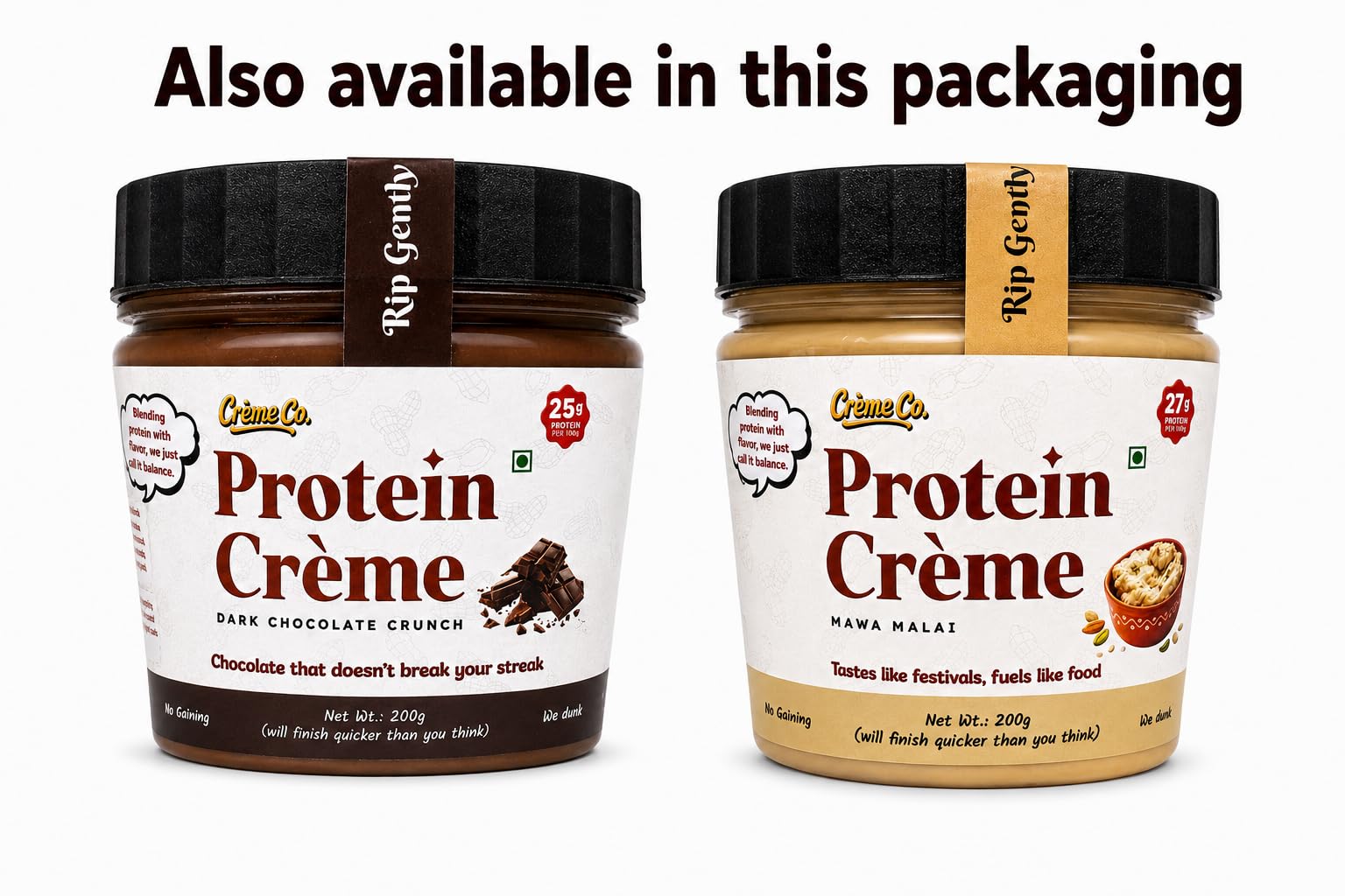 CRÈME CO. Protein Power Pack - Dark Chocolate & Mawa Malai Protein Creme Combo (2 X 200G) — Amazon image 2