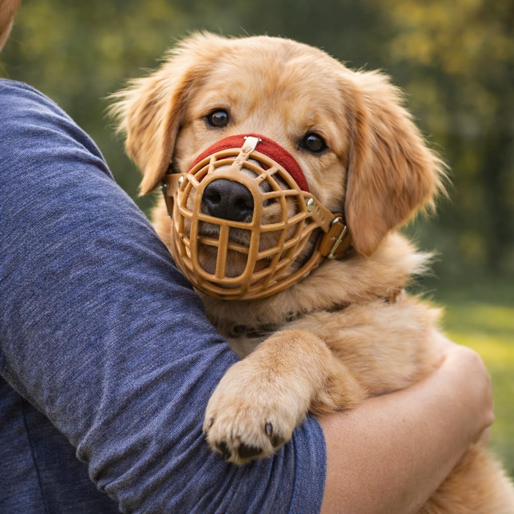 JorVet Nylon Basket Muzzle | Quick Release Buckle | Soft, Adjustable & Breathable | Comfortable Fit for All Dogs (Beige, #10)