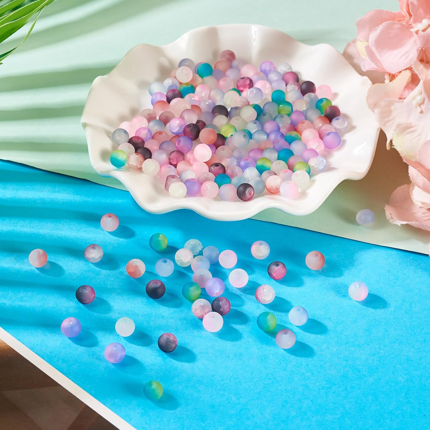 200 Pcs Crackle Glass Beads Round Frosted Crystal Beads Bulk Assorted Loose Spacer Bead Colored Bead for Jewelry Making Supplies DIY Crafts Earring Necklace Friendship Bracelets 6-6.5mm - Image 3