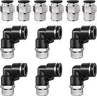 CNZG PNEU 12pcs 3/8" to 1/4" NPT Push-to-Connect Fittings - Straight & Elbow Pneumatic Air Hose Kit, Leak-Proof Quick Connectors