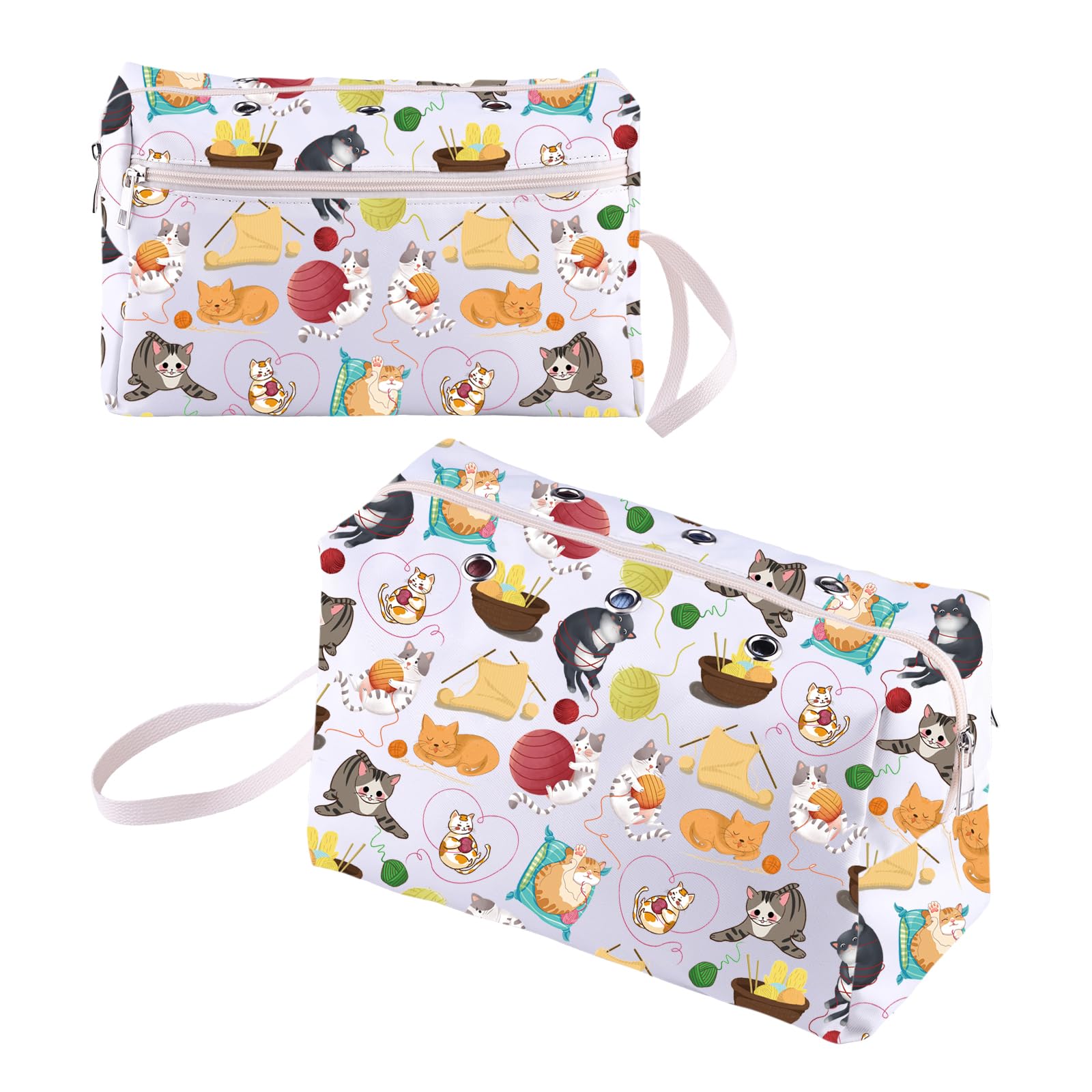 BNQL Cat Crochet Bag Cute Cats Gifts for Cat Lover Yarn Storage Organizer Bag Crocheting Knitting Bags for Crocheting Project