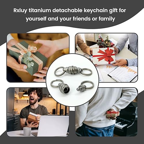 Miniatura 7 de Llavero de liberación rápida de titanio, único y desmontable de liberación rápida de doble extremo, llavero giratorio de doble extremo, soporte para