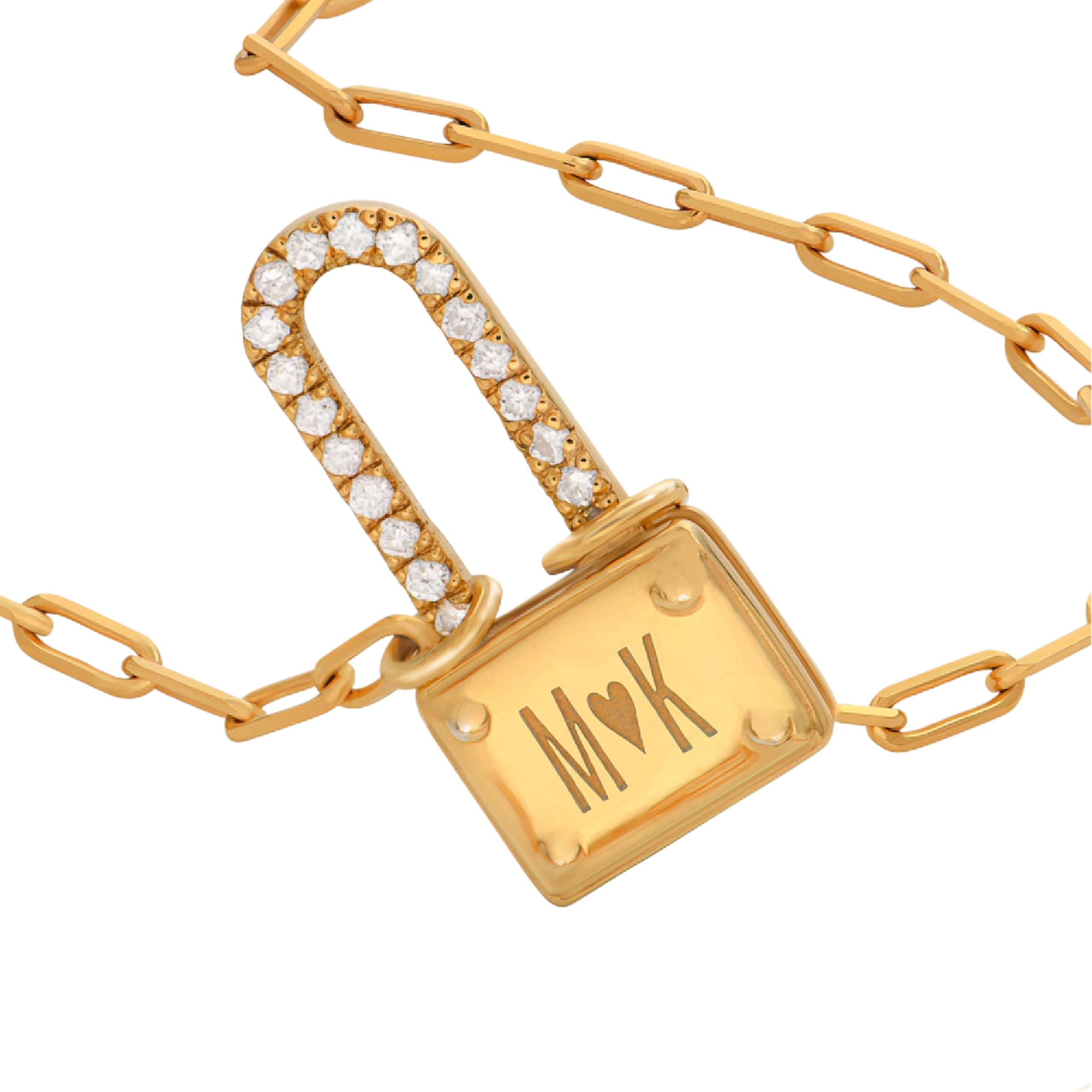 OAK & LUNA - Custom Initial Lock Necklace - Sterling Silver, 18K Gold Plated or 14K Solid Gold - Upgrade with Diamonds - Up to 3 Personalized Letters