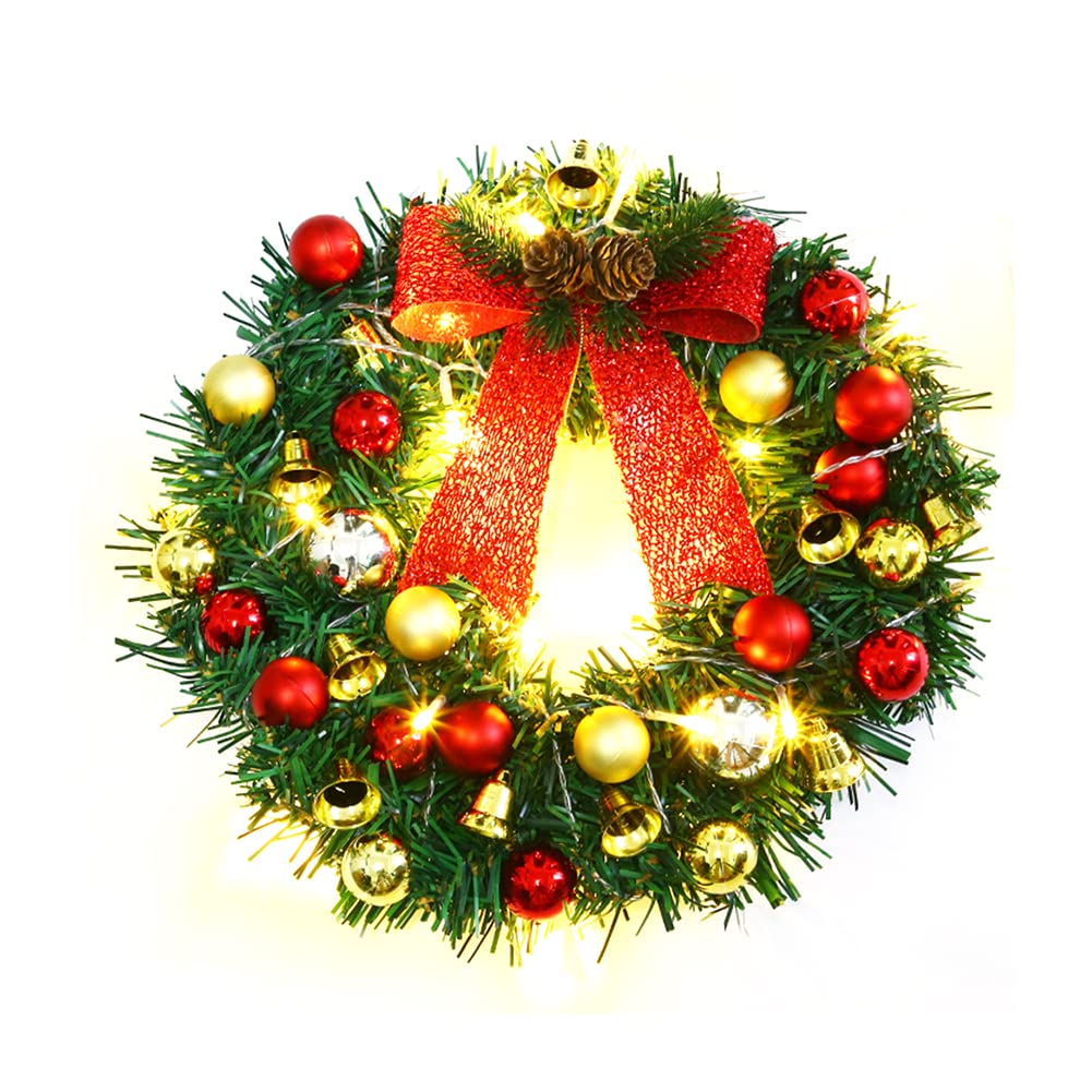 Couronne de Noël style ferme pour mur et fenêtre, idée cadeau guirlande lumineuse d'hiver