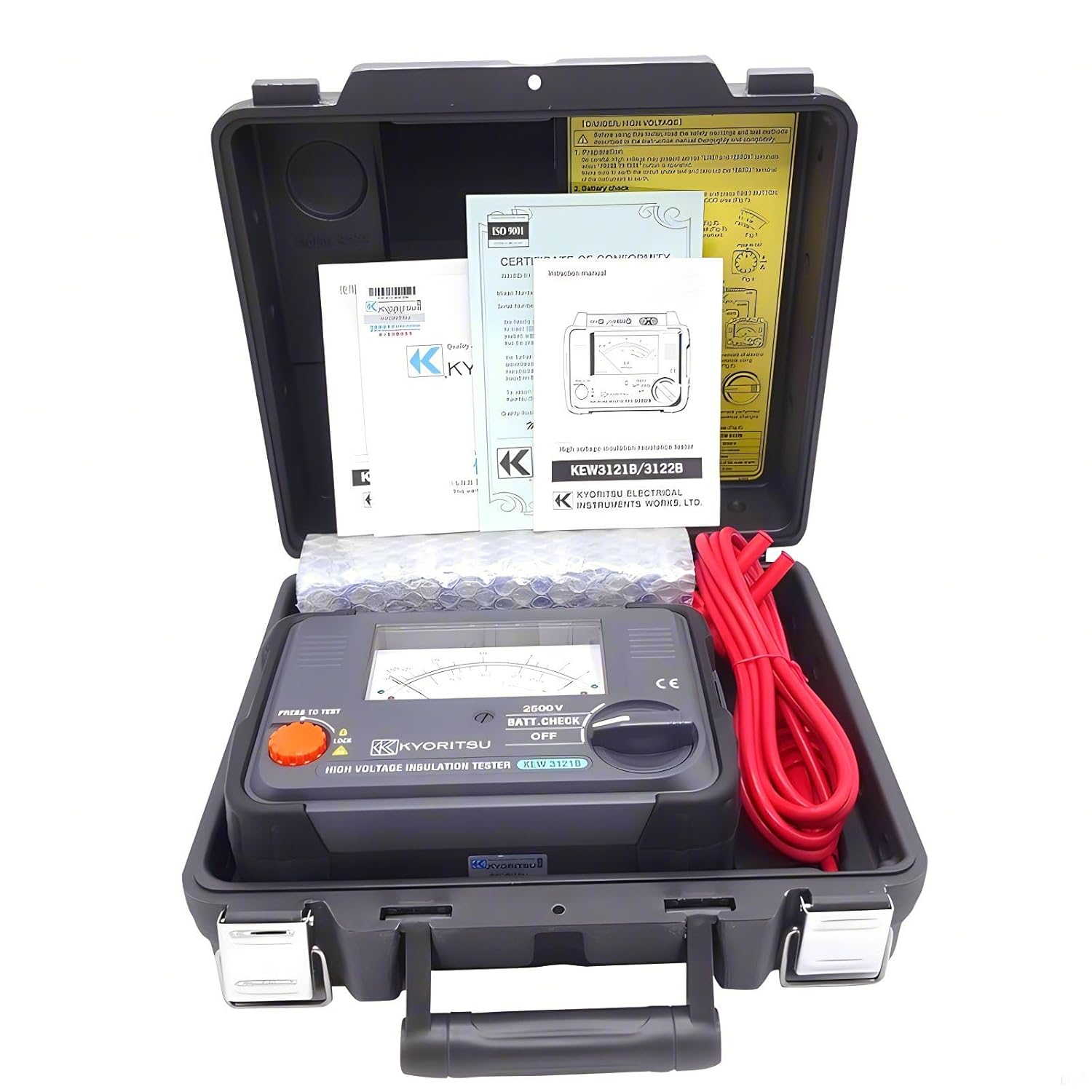 Japan Quality KYORITSU Digital Analog Insulation KEW 3121B 3122B 2500/500V HIGH Voltage Insulation Tester Insulation Tester Ohm Tester Resistance Meter Tester Megohmmeter(3121B)