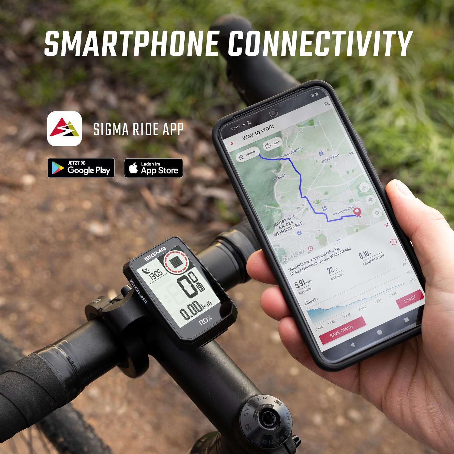 SIGMA ROX 2.0 Endurance Black | Durata della batteria 26h | Computer da bicicletta wireless | GPS e navigazione inclusi OVERCLAMP Butler | Navigazione GPS all'aperto | Compatibile con E-Bike
