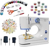 Stoigeld SM-725 Portable Sewing Machine for Beginners: 12 Stitches, 2 Speeds, 20 Fabrics & 32 Threads Kit
