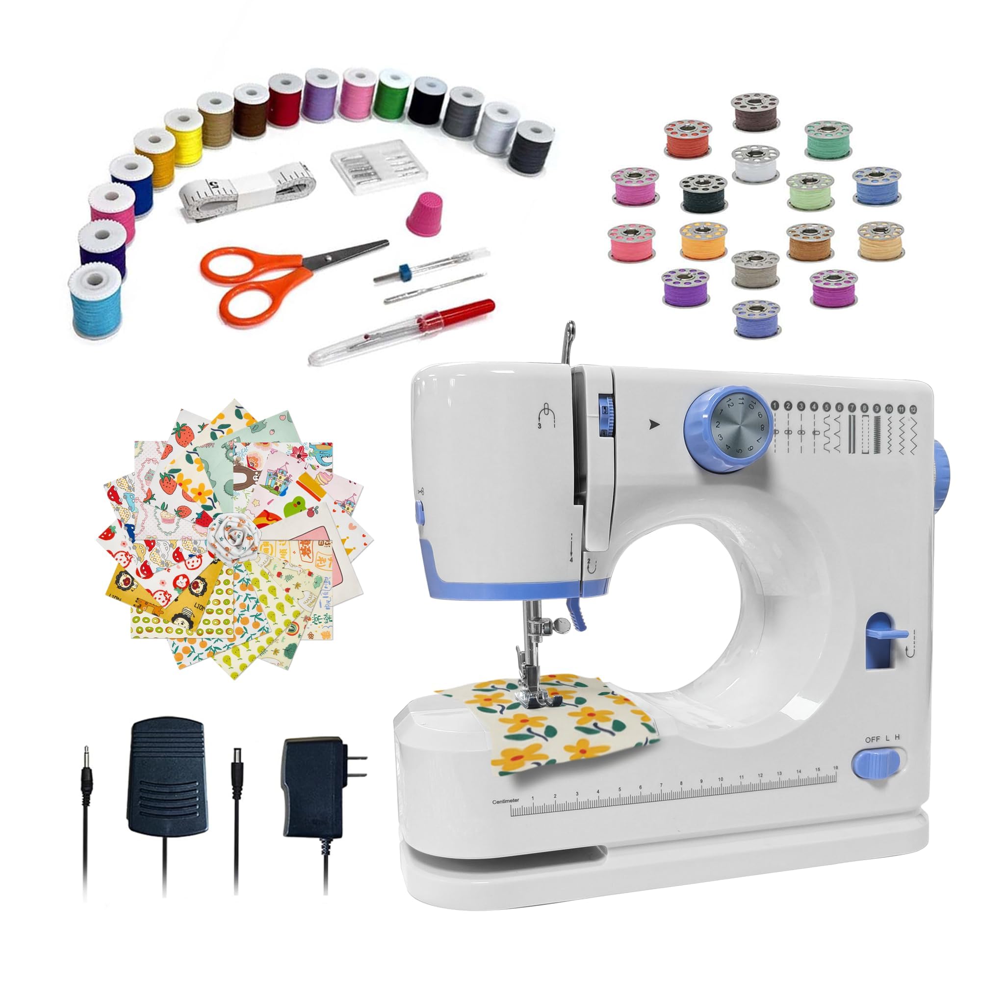 Photo 1 of Stoigeld Sewing Machine for Beginners with 20Pcs Fabric & 32Pcs Sewing Threads Kit,Portable Sewing Machine with 12 Built-in Stitches & 2 Speed(High-Low Speeds)-SM-725