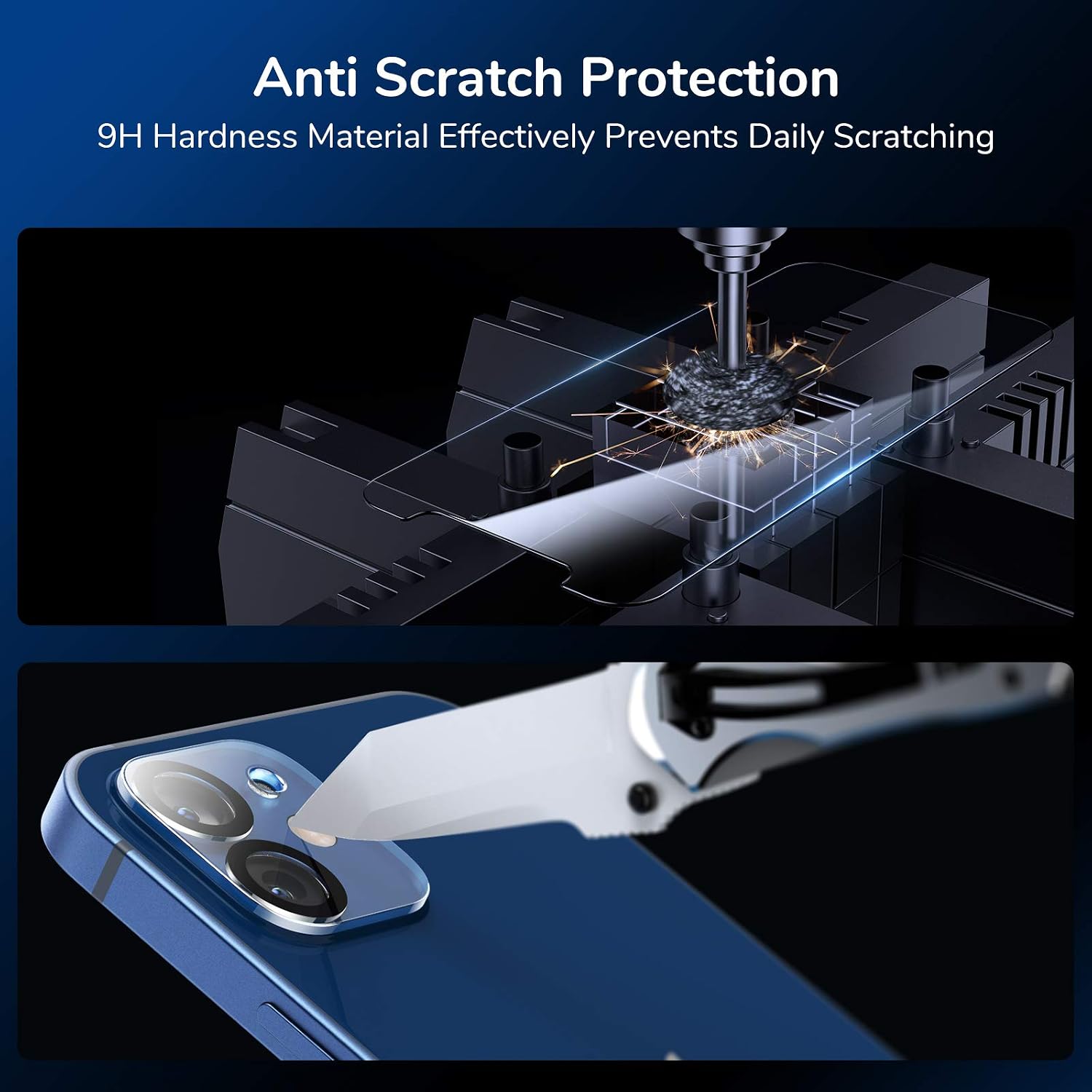 Syncwire Screen Protector for iPhone 12, 2 Screen Protectors and 2 Camera Protective Film Made of Shatterproof Tempered Glass, Tempered Glass Screen Protector (3D Touch, 9H, HD, Scratch-Resistant, Bubble-Free, Anti-Oil, Frame) - 6.1 Inch