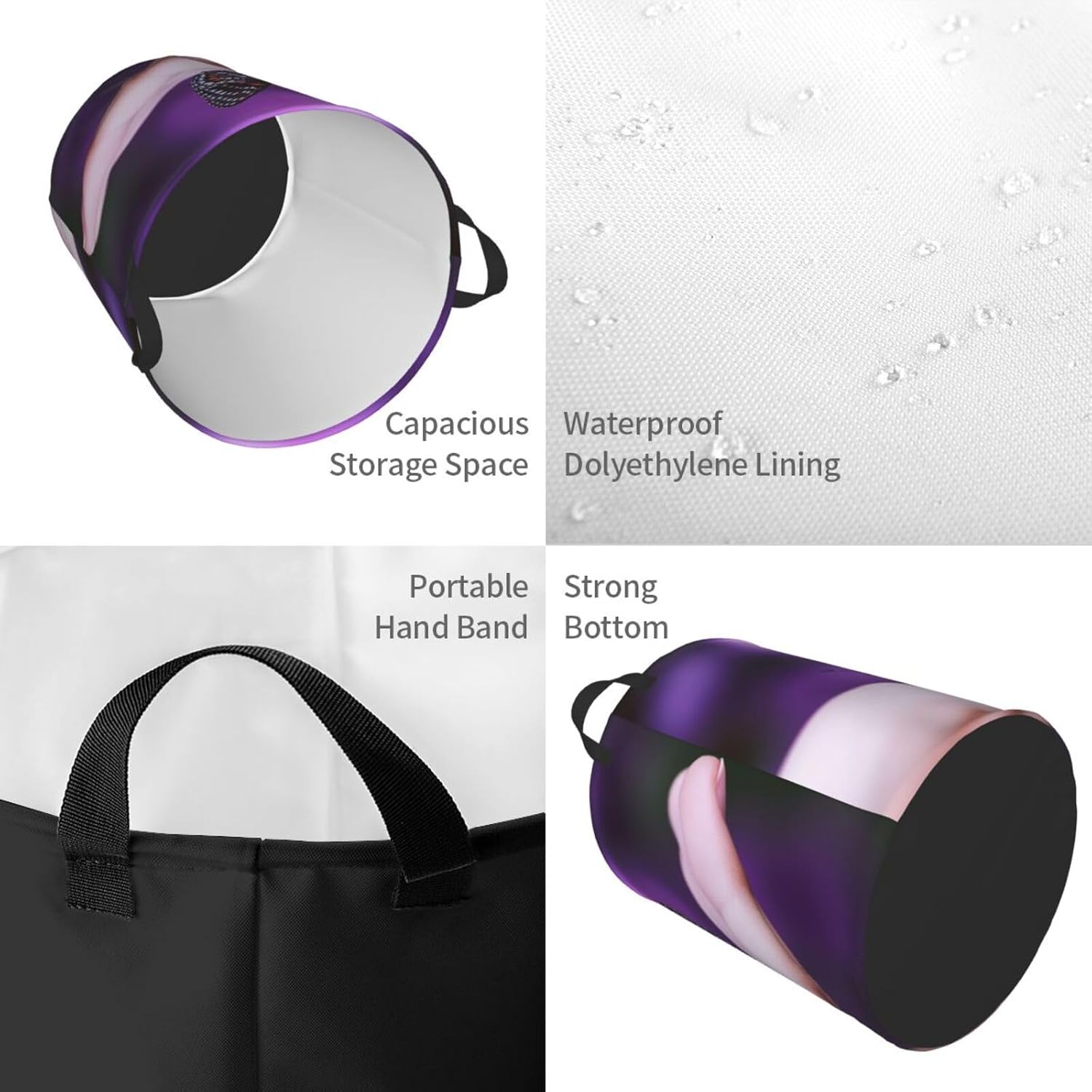 Butterfly on finger print Circular Hamper Waterproof Storage Bin Organizer Basket Laundry Hamper With Handles For Clothes Toys Medium