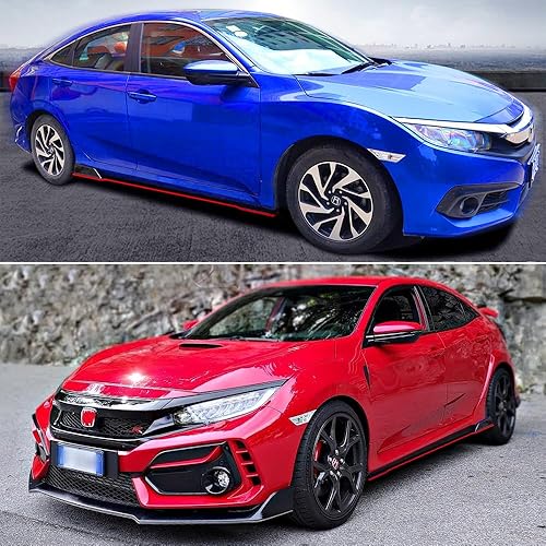 Miniatura 7 de Kit de cuerpo universal de falda lateral inferior de extensión de panel basculante 2M78.7 pulgadas, negro (2.2M, negro y rojo)