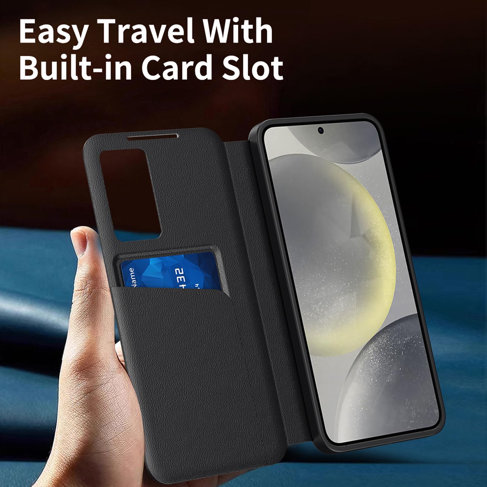 Etui do Samsung Galaxy S26 Ultra/S26+/S26, inteligentne okienne, skórzane, na telefon komórkowy, z klapką, odporne na uderzenia, fioletowe, S26+