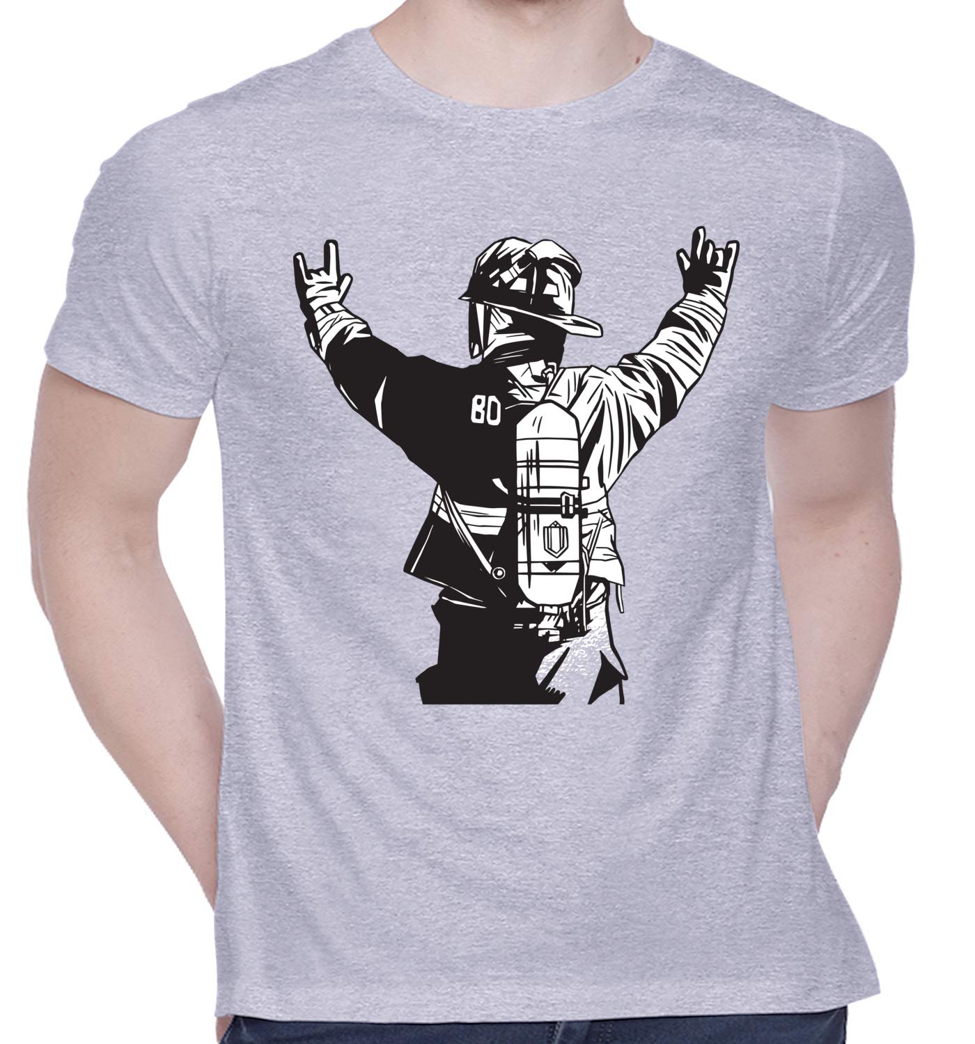 CreativiTGraphic Printed T-Shirt for Unisex Fire-Fighter Tshirt | Casual Half Sleeve Round Neck T-Shirt | 100% Cotton | D00511-29