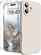 for iPhone 16 Plus Case, Liquid Silicone Case with Camera Protection Soft Gel Rubber Cover with Microfiber Lining Shockproof Protective Phone Case for iPhone 16 Plus 6.7", Stone