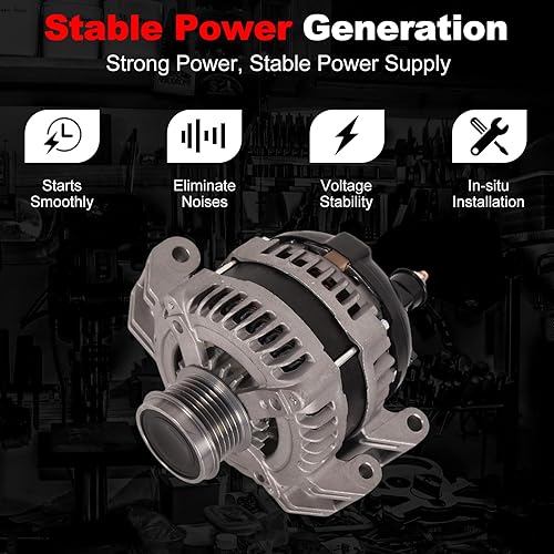 Miniatura 5 de TOPAZ Alternador compatible con Chrysler 300 Dodge Challenger Durango 2011-2017. Reemplazar 4210000750 04801779AH 12V 160A