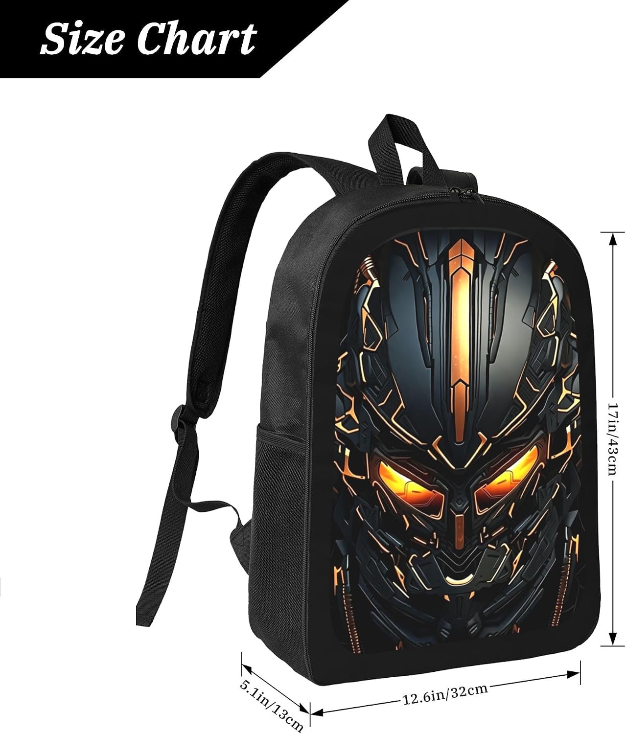 Mechanical Robot Helmet Golden Glow Sci-Fi Backpack, Casual Daypack image 3