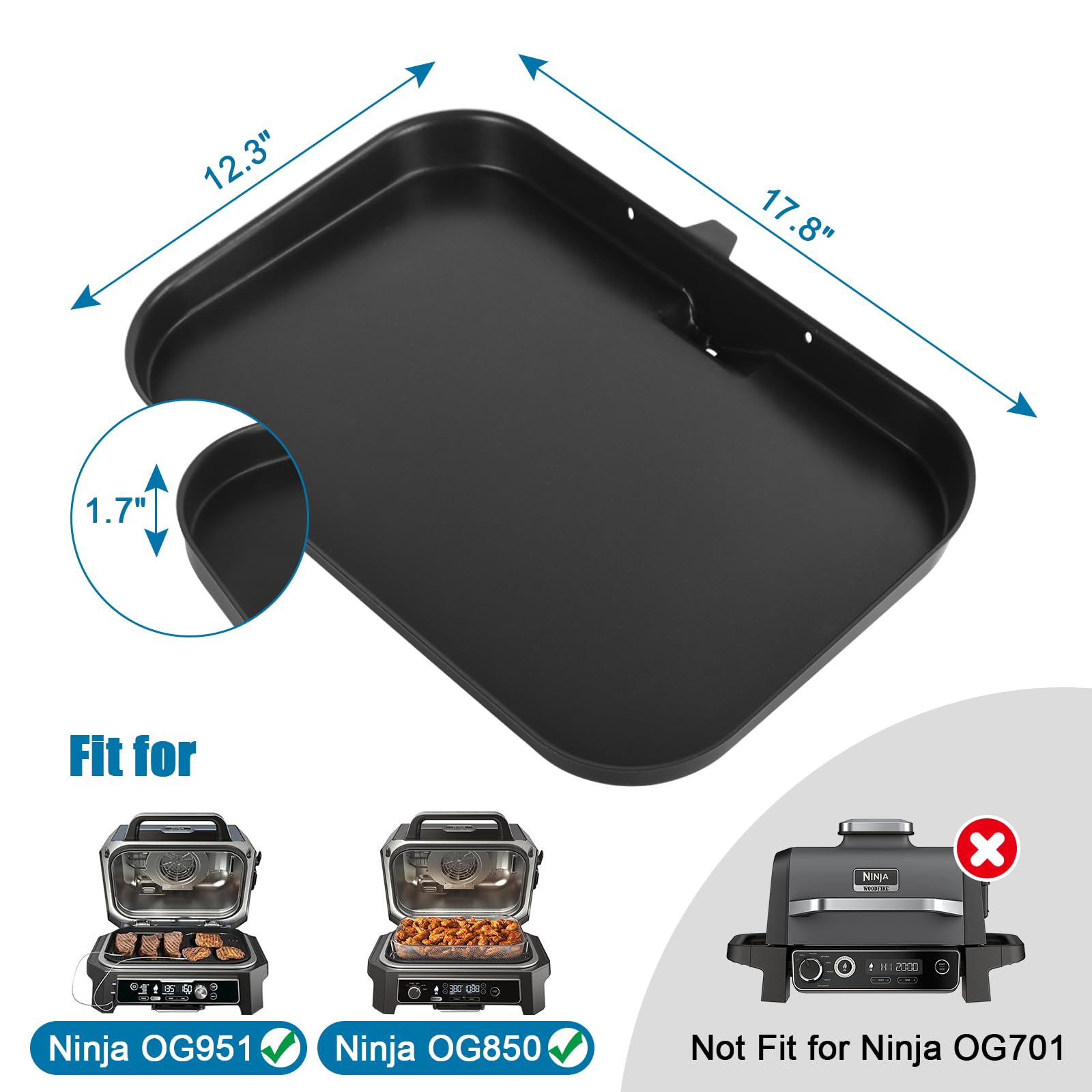 Griddle Plate for Ninja Woodfire Pro Connect XL Outdoor Grill Accessories Non-Stick Flat Top Griddle for Ninja OG951 OG850 OG952 Grill XSKGRIDLXL Griddle Pan for NINJA Woodfire OG800 OG900 Series