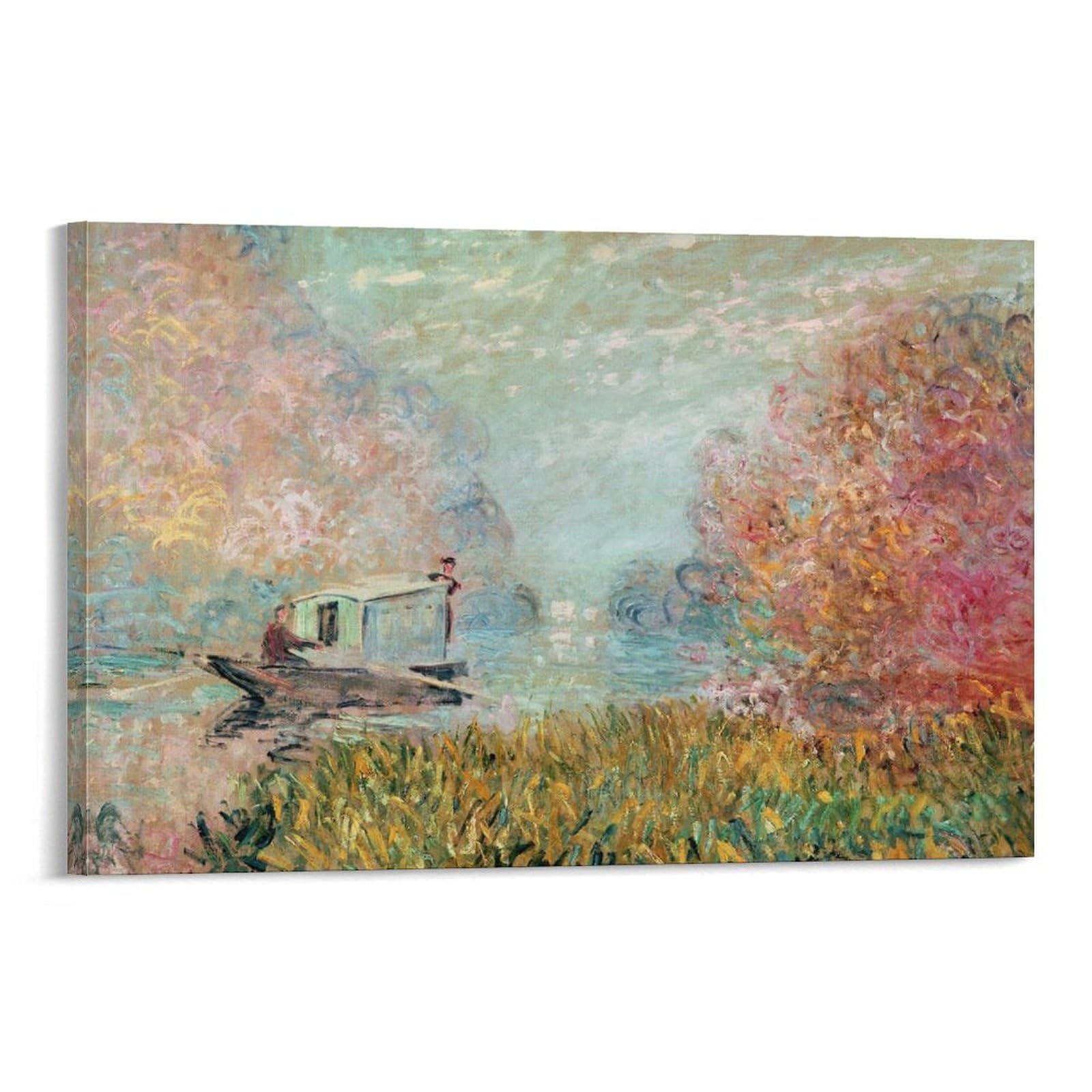 The Boat Studio on The Seine, 1875 by Claude Monet Wall Art Prints Poster Home Decor Poster Wall Art Hanging Picture Print Decorative Painting Posters 08x12inch(20x30cm)