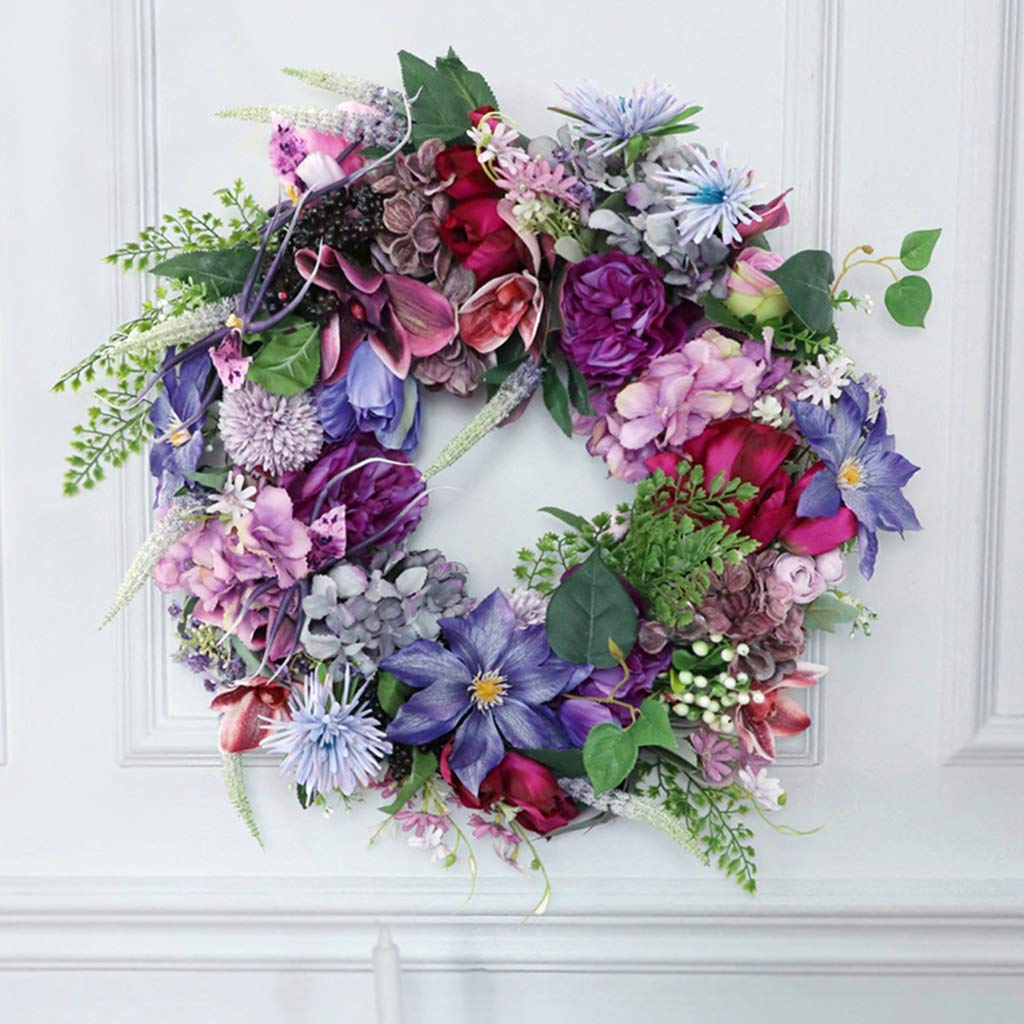 Ghirlanda Di Fiori In Feltro Di Lana - Fatta A Mano In Nepal - 160 Cm, 20 Fiori, Colore Viola