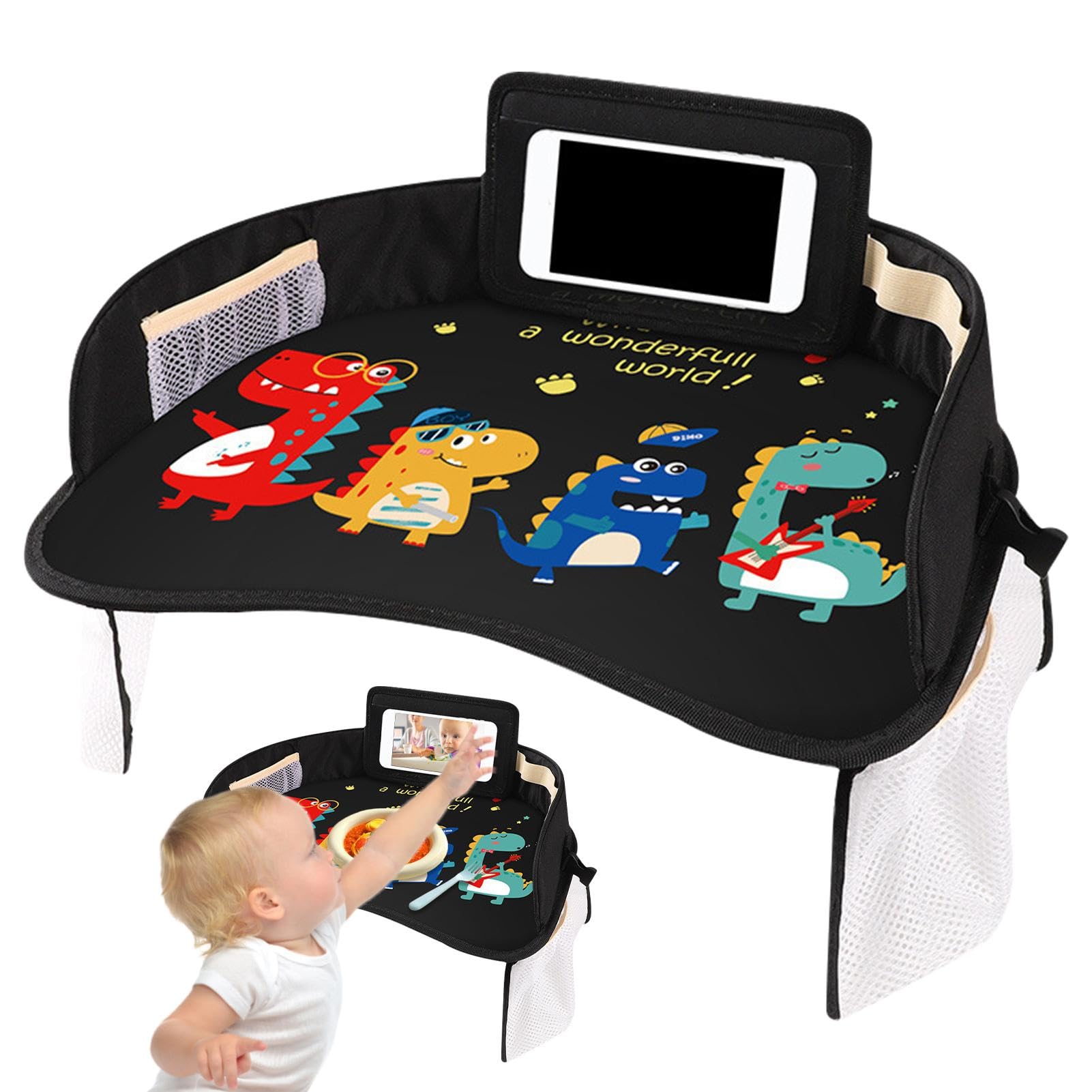 Bandeja para mesa de asiento de automóvil,Mesa de comedor para asiento de automóvil | Bandeja de comedor impermeable para asiento infantil | Mesa con bandeja de comedor para coche, multifunción, peque